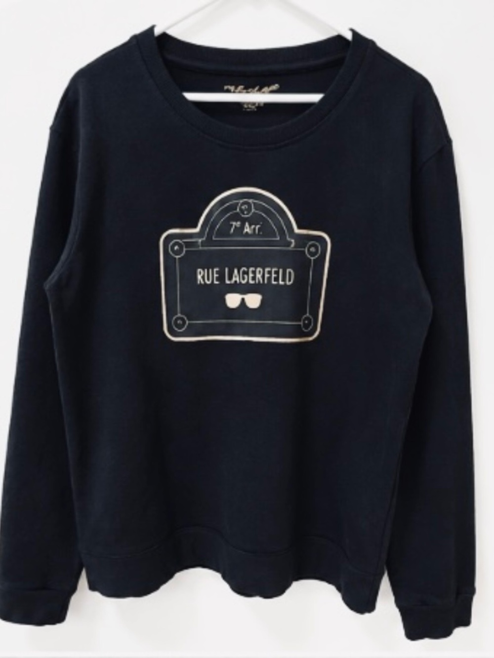 Karl Lagerfeld Paris Women XL Rue Lagerfeld Black Graphic Sweatshirt Pullover
